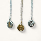 Jennifer Loiselle initial letter silver gold vermeil bubble pendant necklaces
