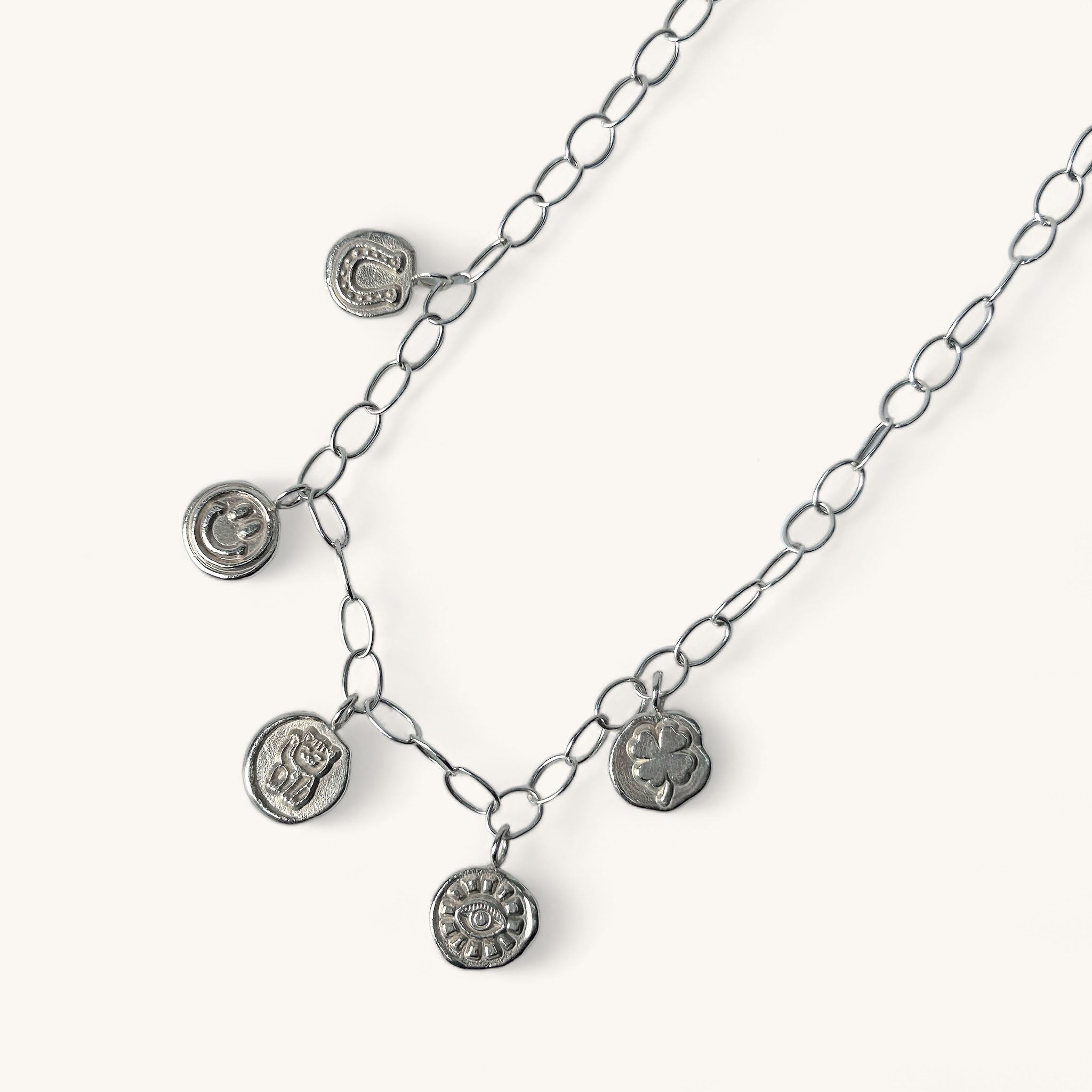 Jennifer Loiselle personalised Lucky Charm Organic Chain Silver Necklace