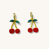 Jennifer Loiselle Cherry Charm Fruit Earrings with gold filled hoop