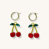 Jennifer Loiselle Cherry Charm Fruit Earrings with gold filled hoop