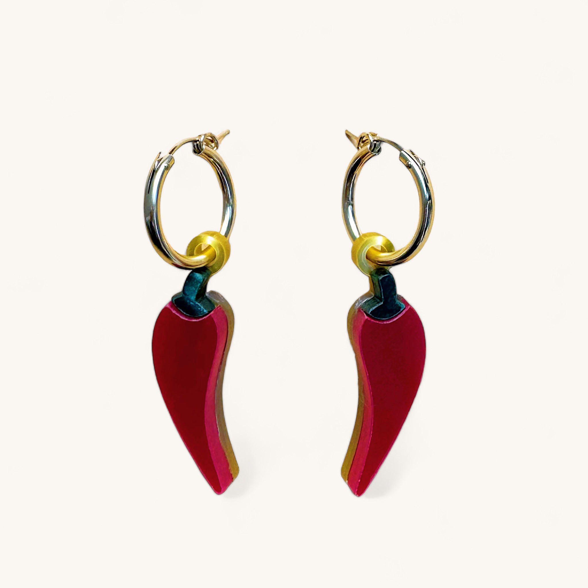 Jennifer Loiselle chilli earrings with gold filled hoops