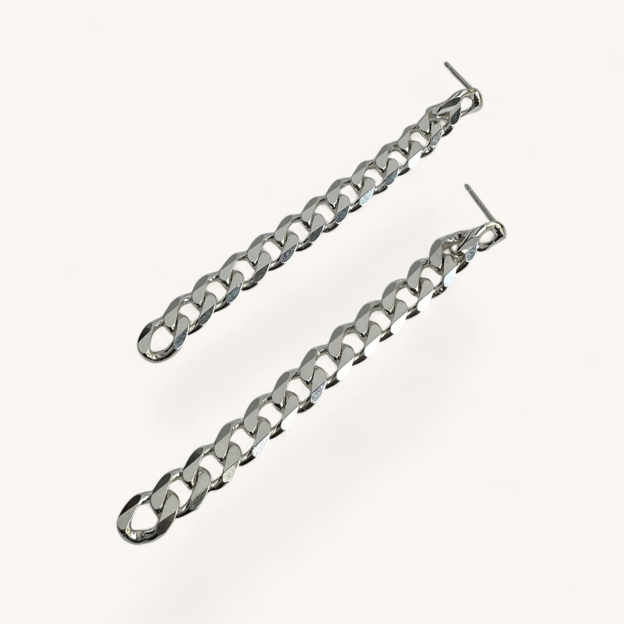 Jennifer Loiselle dangle curb chain earrings in silver