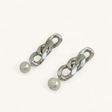 Curb Chain Earrings with Pearl