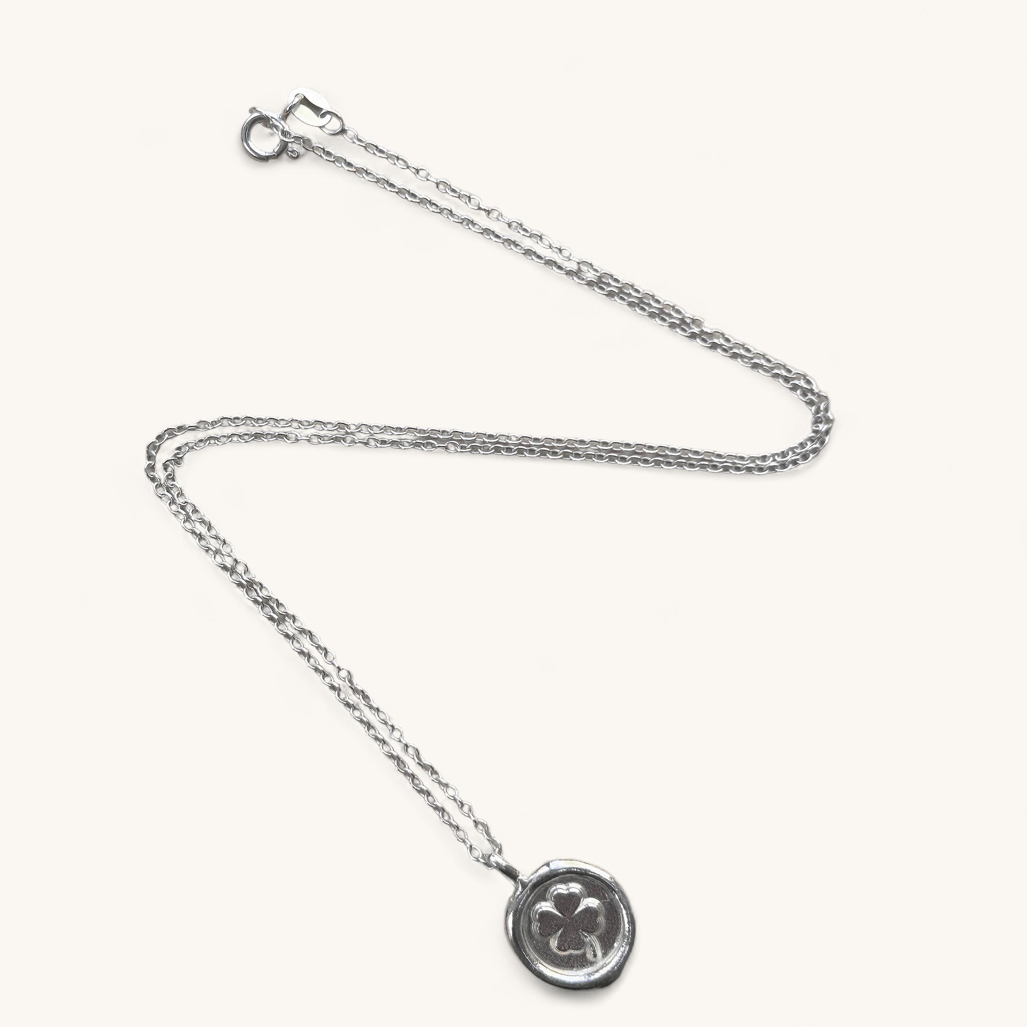 Jennifer Loiselle four leaf clover necklace in recycled silver