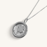 Jennifer Loiselle four leaf clover necklace in recycled silver and gold