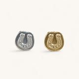 Jennifer Loiselle horseshoe earrings in recycled silver and gold