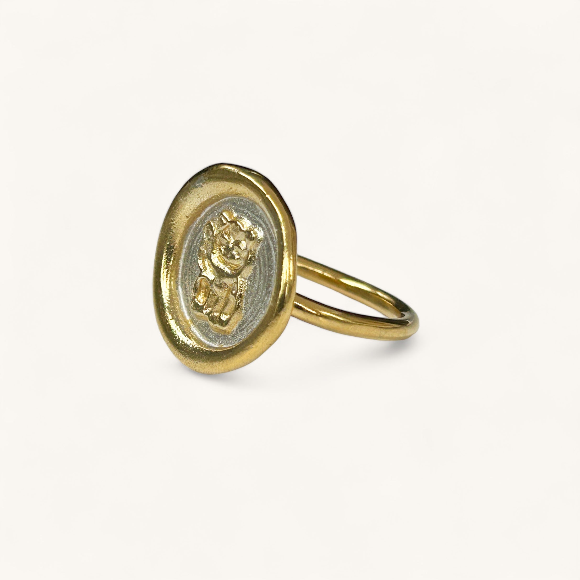 Jennifer Loiselle Lucky Cat Gold Vermeil Ring