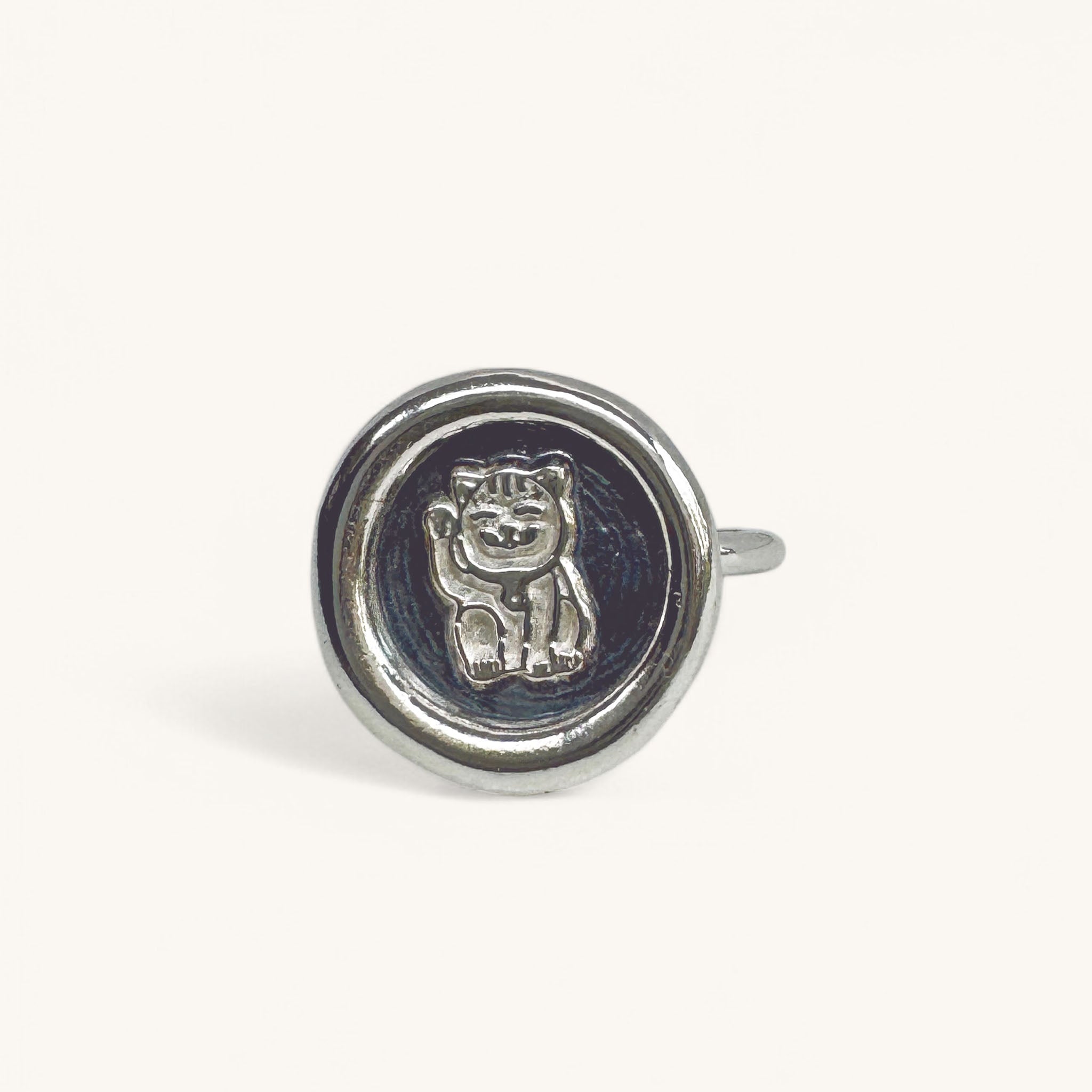 Jennifer Loiselle Lucky Cat Ring Oxidised Silver