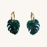 Jennifer Loiselle Marbled Acrylic Monstera Leaf Hoop Earrings