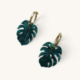 Jennifer Loiselle Marbled Acrylic Monstera Leaf Hoop Earrings