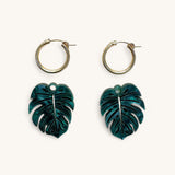 Jennifer Loiselle Marbled Acrylic Monstera Leaf Hoop Earrings