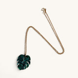 Jennifer Loiselle monstera leaf charm necklace