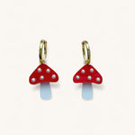 Jennifer Loiselle Marbled Acrylic Mushroom Earrings with gold fillled hoops