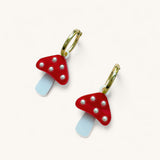 Jennifer Loiselle Marbled Acrylic Mushroom Earrings with gold fillled hoops