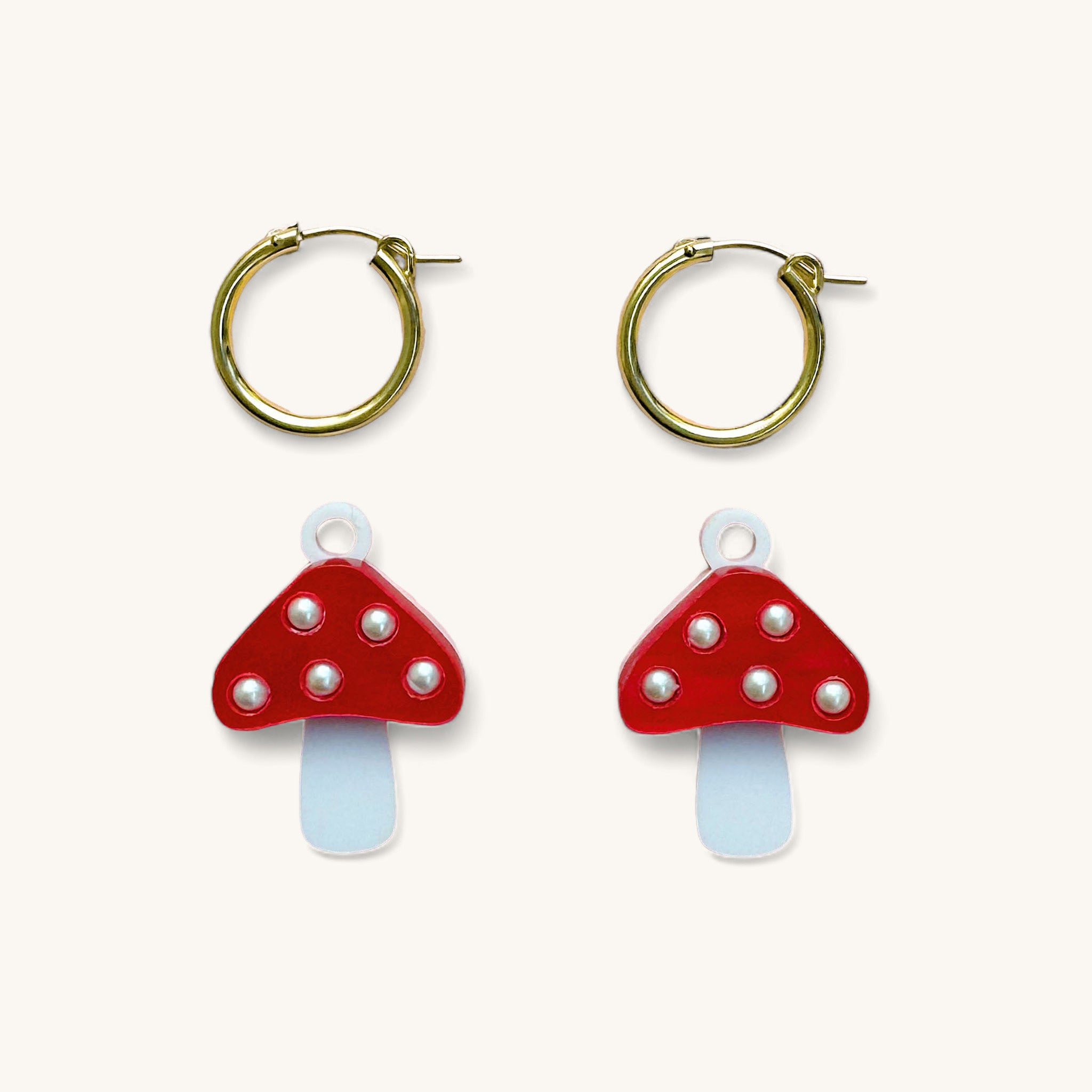 Jennifer Loiselle Marbled Acrylic Mushroom Earrings with gold fillled hoops