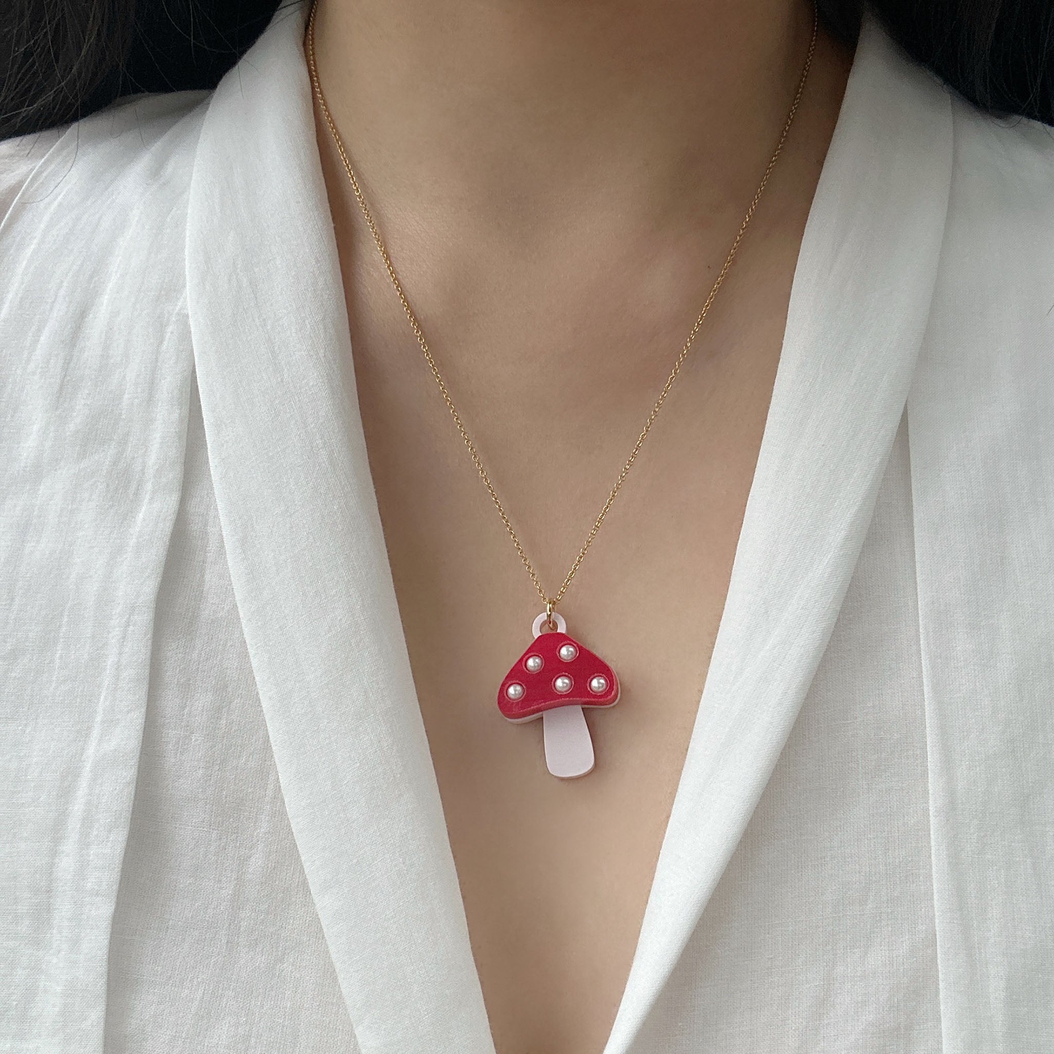 Jennifer Loiselle mushroom pendant charm necklace