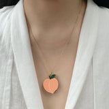 Jennifer Loiselle acrylic peach fruit necklace with gold filled chain