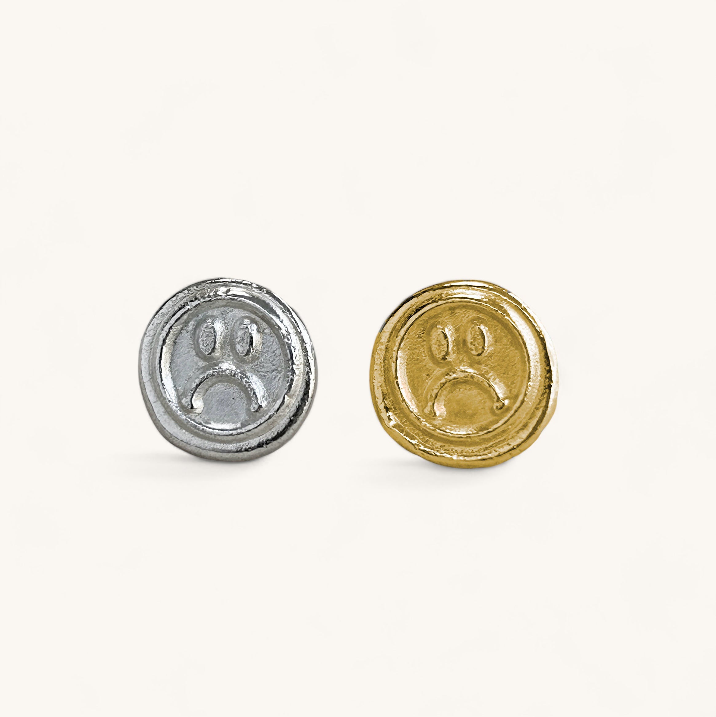 Jennifer Loiselle Sad Face Stud Earrings in Gold