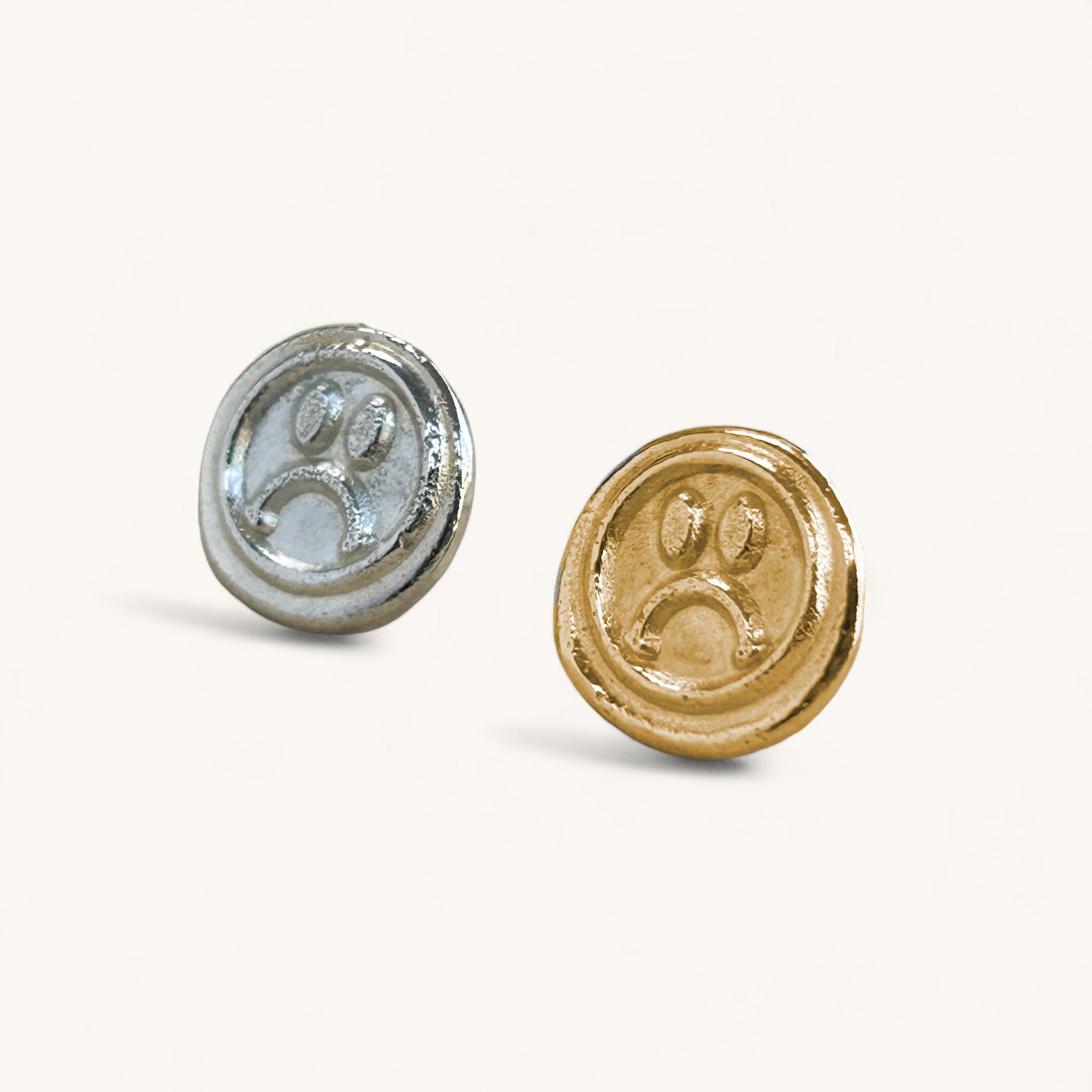 Jennifer Loiselle Sad Face Stud Earrings in Gold