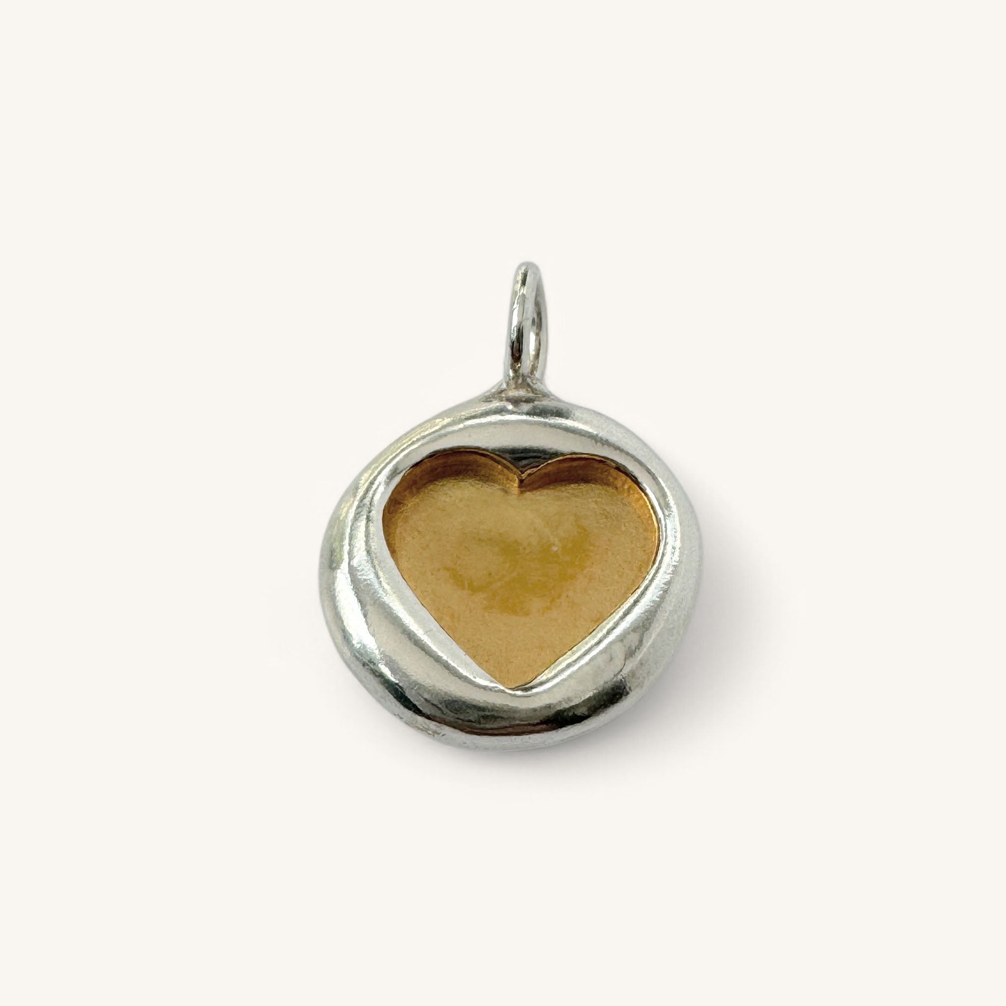 Jennifer Loiselle stamped heart silver and gold vermeil pendant