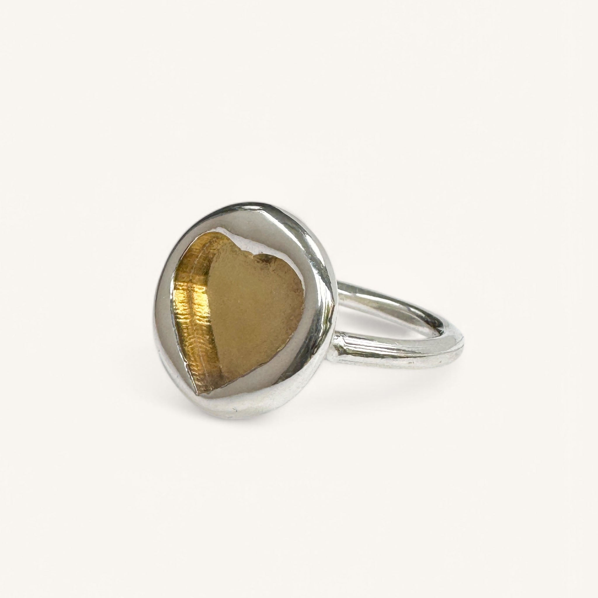 Jennifer Loiselle Stamped Heart ring in recycled silver