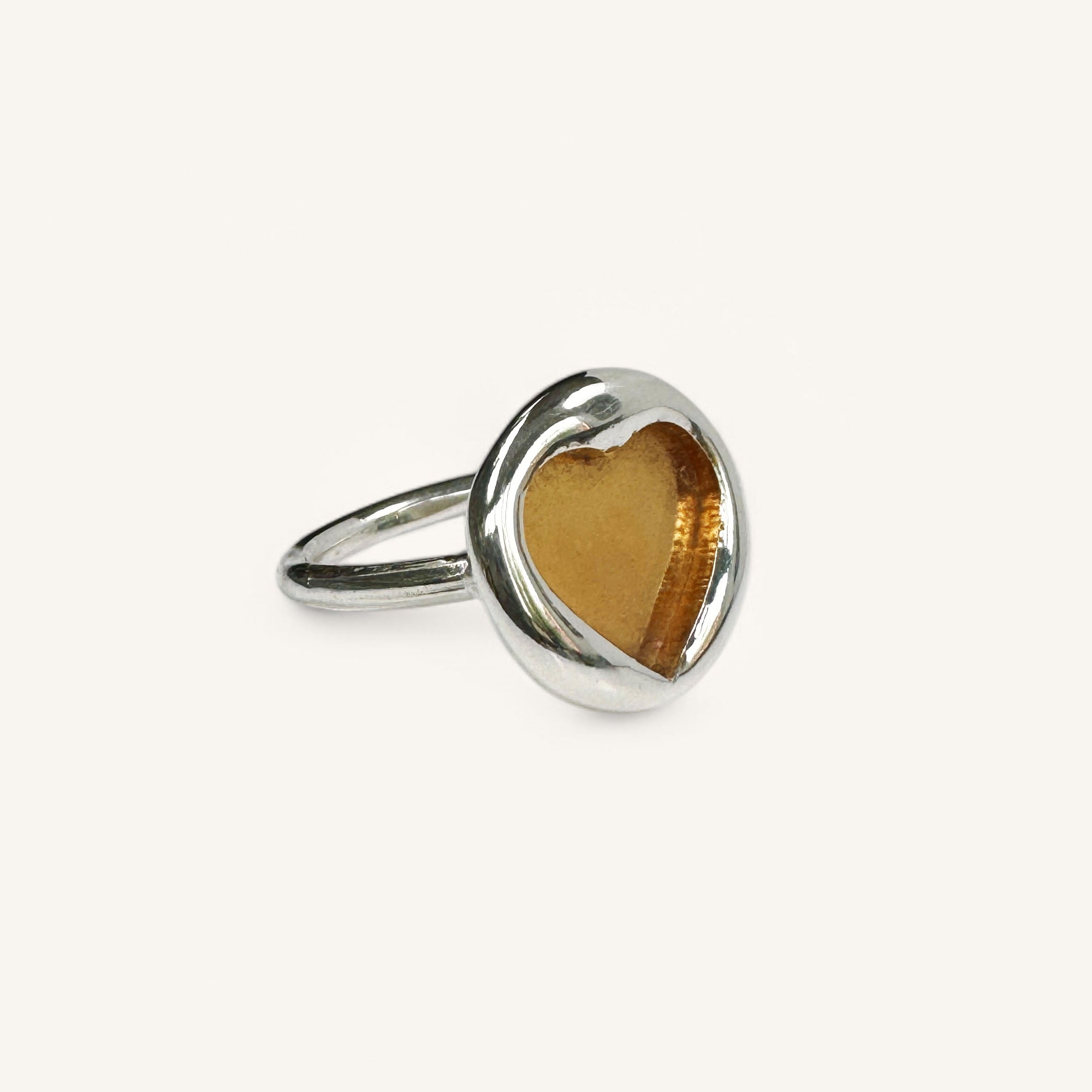 Jennifer Loiselle Stamped Heart ring in recycled silver