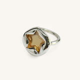 Jennifer Loiselle Silver Gold Stamped Star Ring