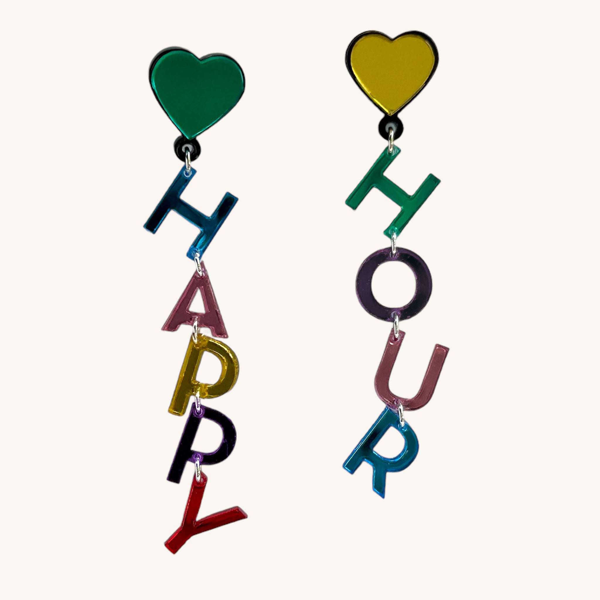 Jennifer Loiselle Hapy Hour word earrings