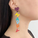 Jennifer Loiselle Happy Slogan word fashion statement earrings