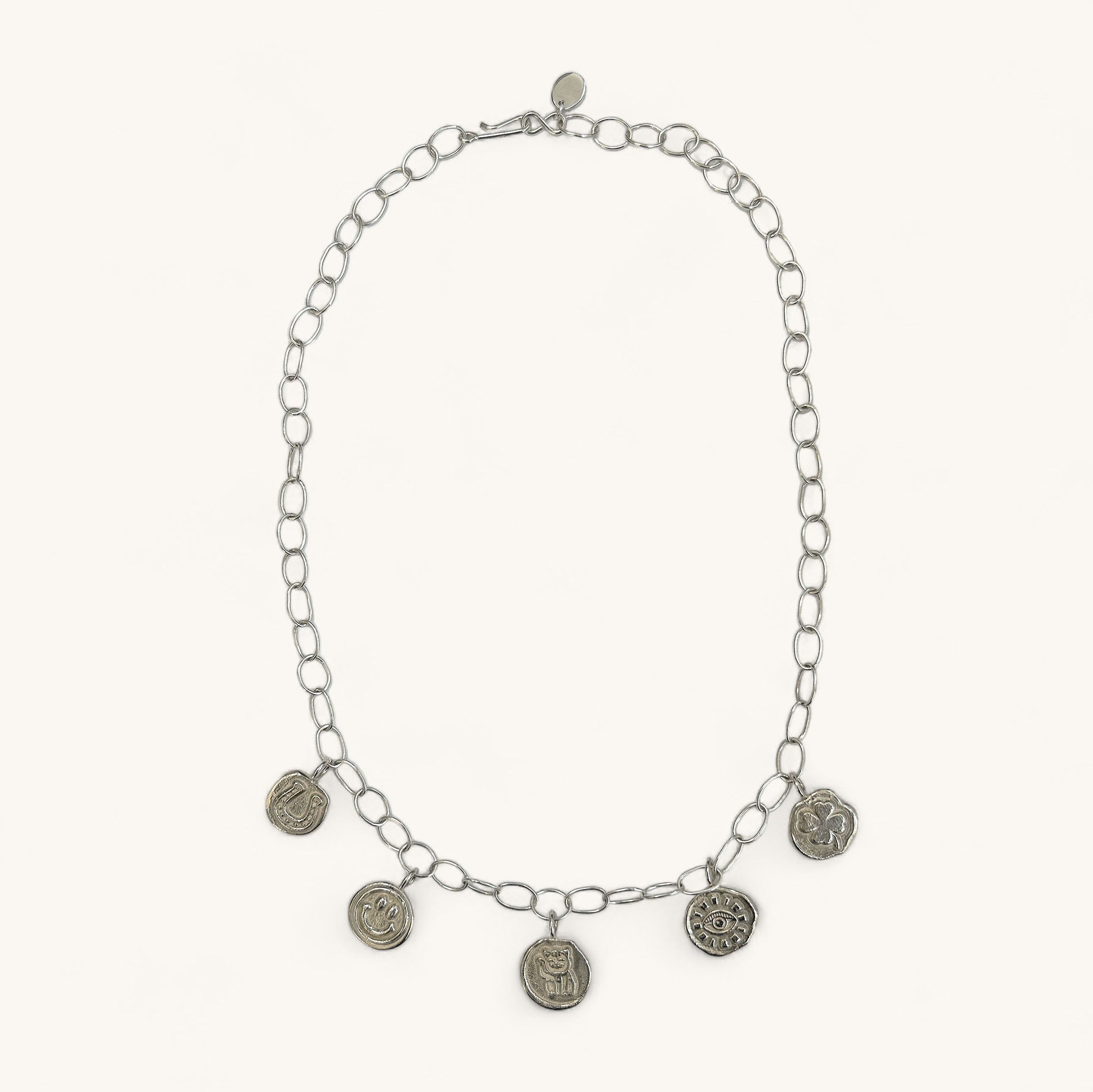 Jennifer Loiselle personalised Lucky Charm Organic Chain Silver Necklace