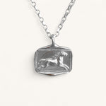 Jennifer Loiselle silver horse lost wax pendant on a belcher necklace