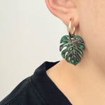 Jennifer Loiselle Marbled Acrylic Monstera Leaf Hoop Earrings
