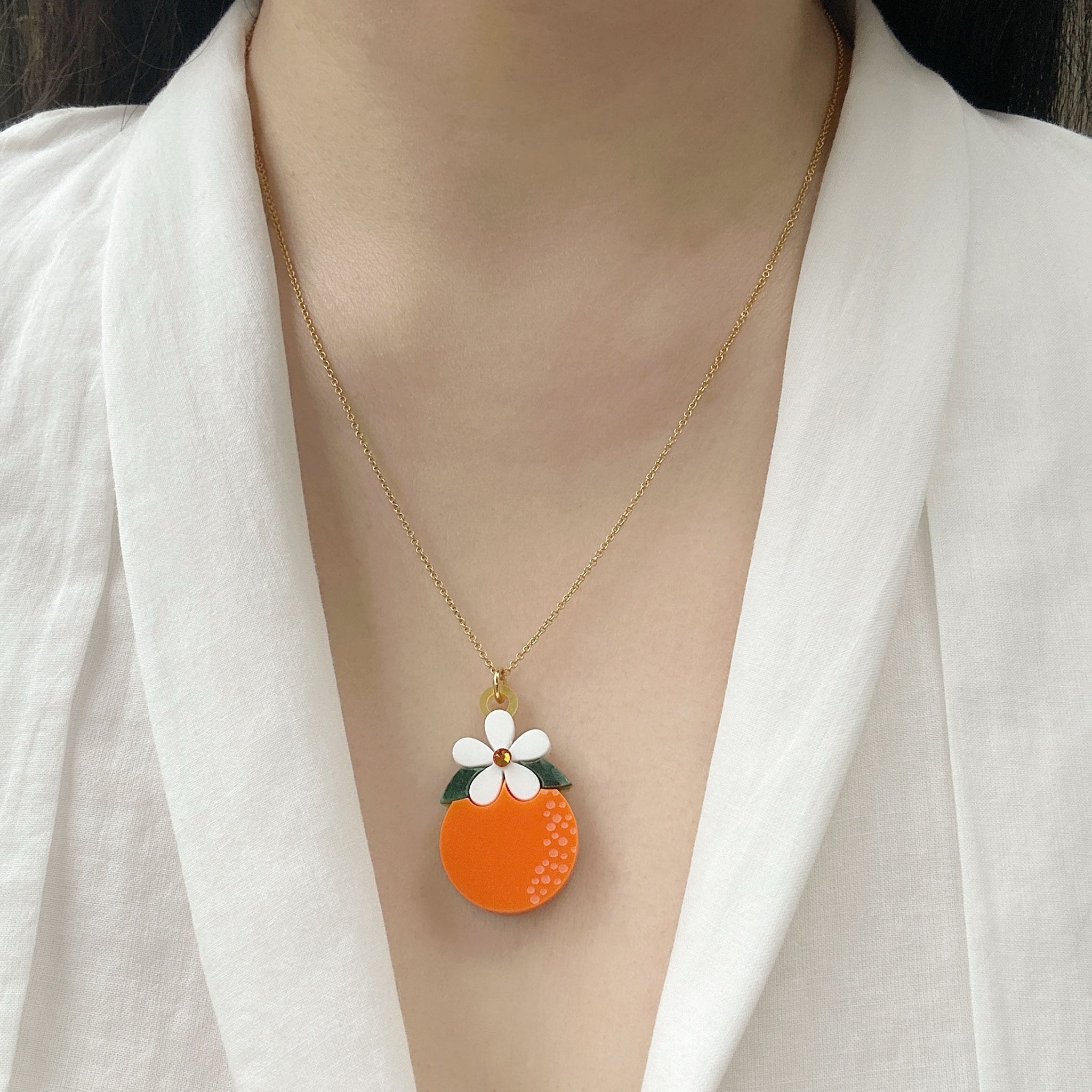 Jennifer Loiselle orange blossom fruit pendant necklace