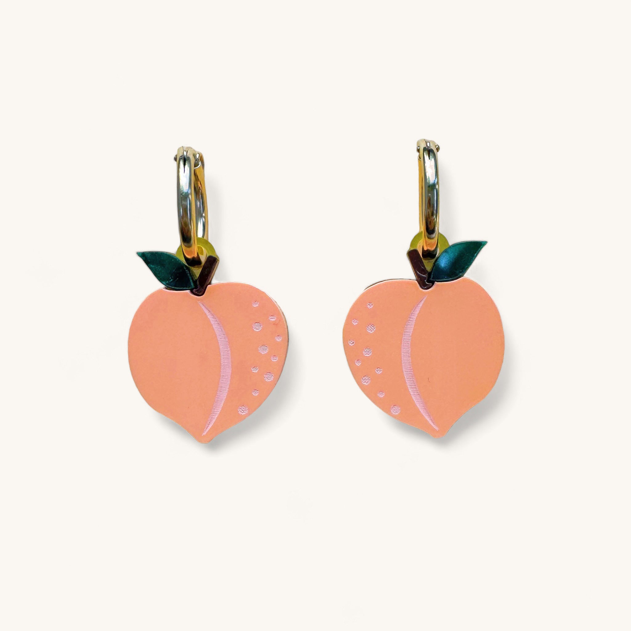 Jennifer Loiselle peach earrings with gold filled hoops