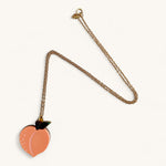 Jennifer Loiselle acrylic peach fruit necklace with gold filled chain
