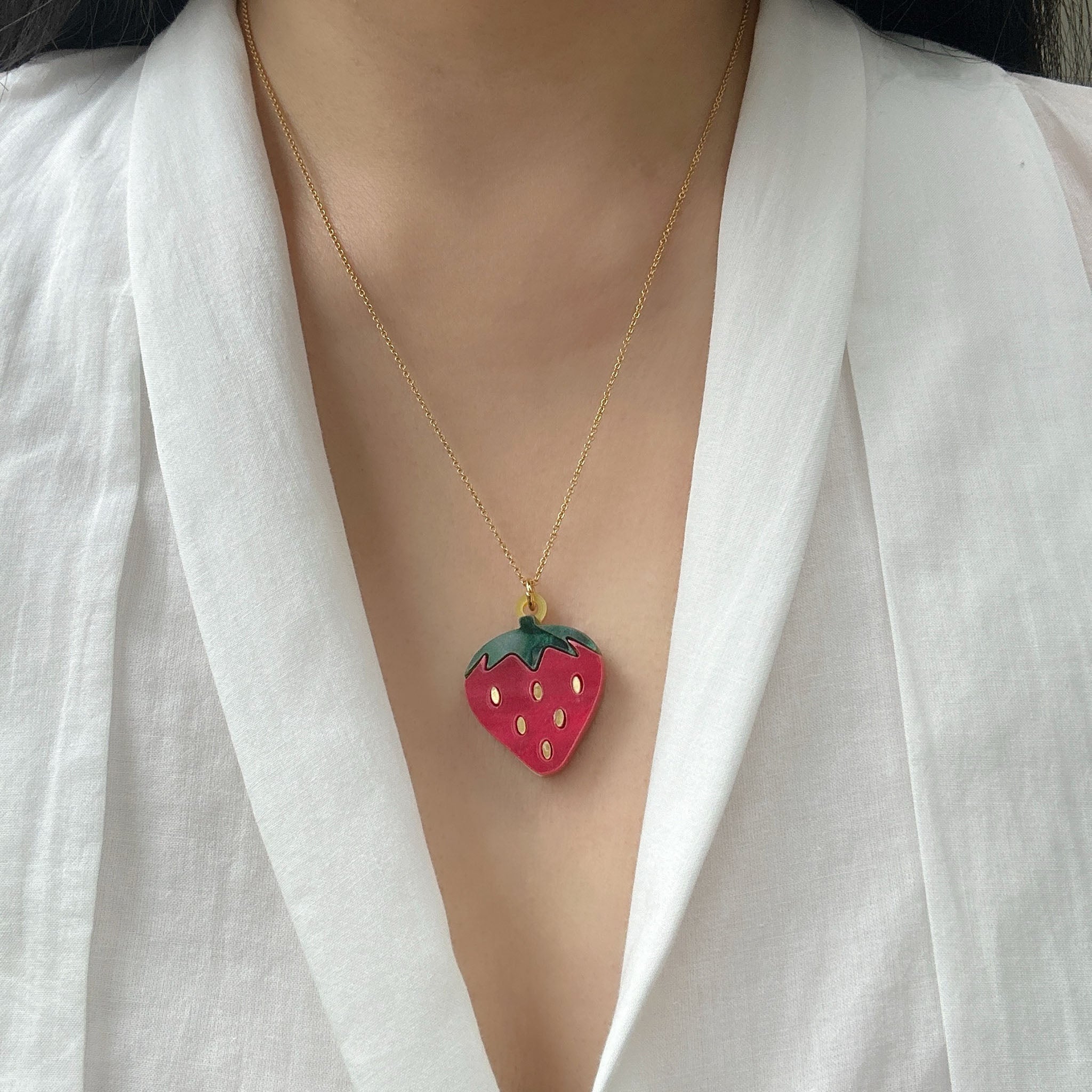 Jennifer Loiselle strawberry charm pendant necklace