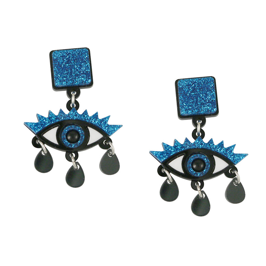 Laser cut acrylic Perspex eye earrings