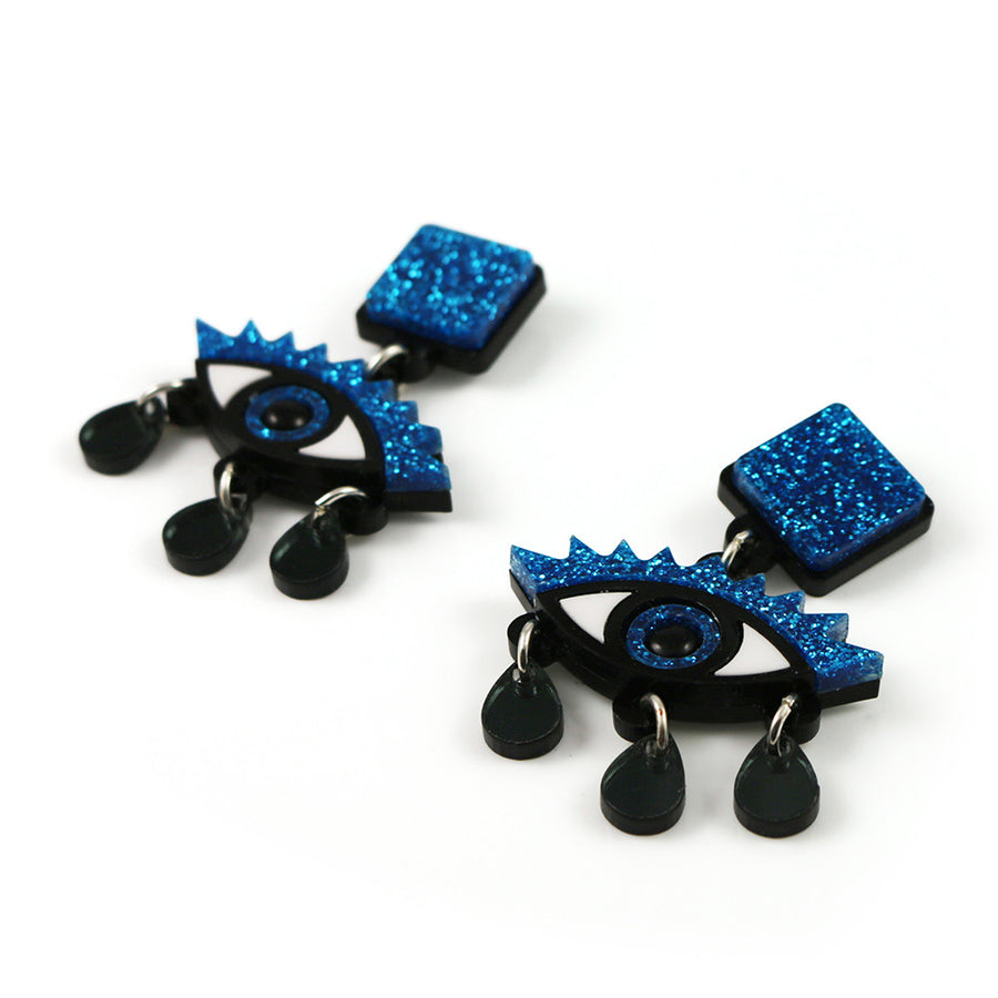 Laser cut acrylic Perspex eye earrings