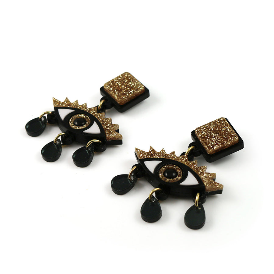 Laser cut acrylic Perspex eye earrings