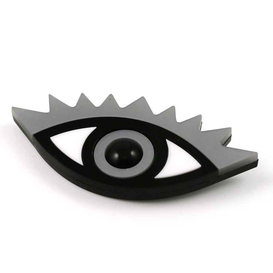 Jennifer Loiselle laser cut acrylic silver eye brooch