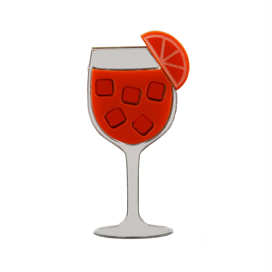 Aperol Spritz laser cut acrylic cocktail brooch