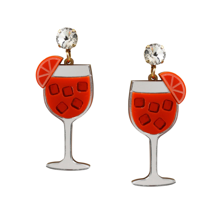 Aperol Spritz laser cut acrylic cocktail earrings