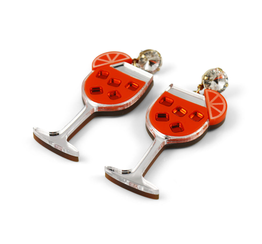 Aperol Spritz laser cut acrylic cocktail earrings