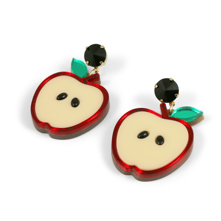 Jennifer Loiselle laser cut acrylic Perspex apple earrings