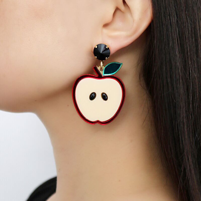 Jennifer Loiselle laser cut acrylic Perspex apple earrings