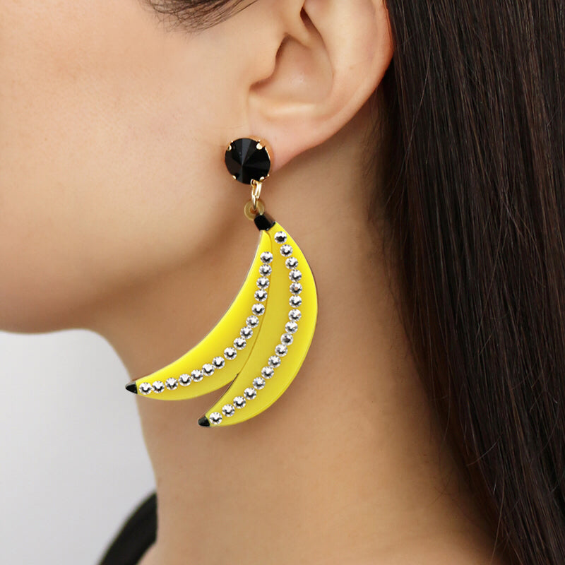 Jennifer Loiselle laser cut Acrylic Perspex banana statement earrings