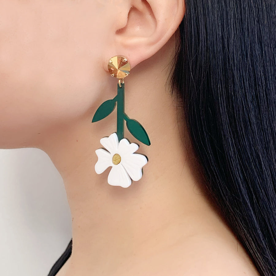Jennifer Loiselle laser cut acrylic flower blossom statement earrings