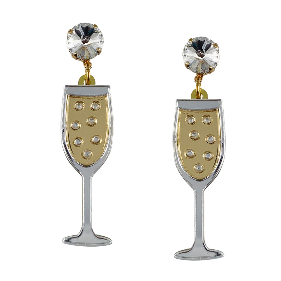 Jennifer Loiselle Champagne laser cut acrylic statement earrings