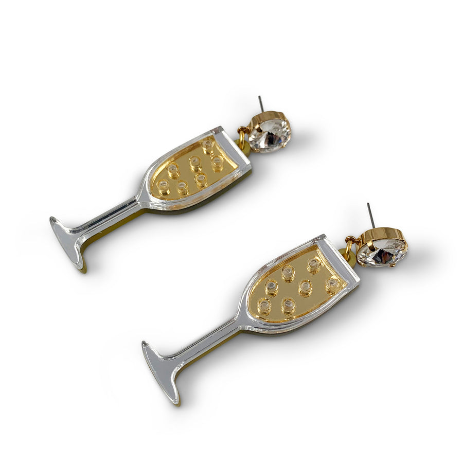 Jennifer Loiselle Champagne laser cut acrylic statement earrings