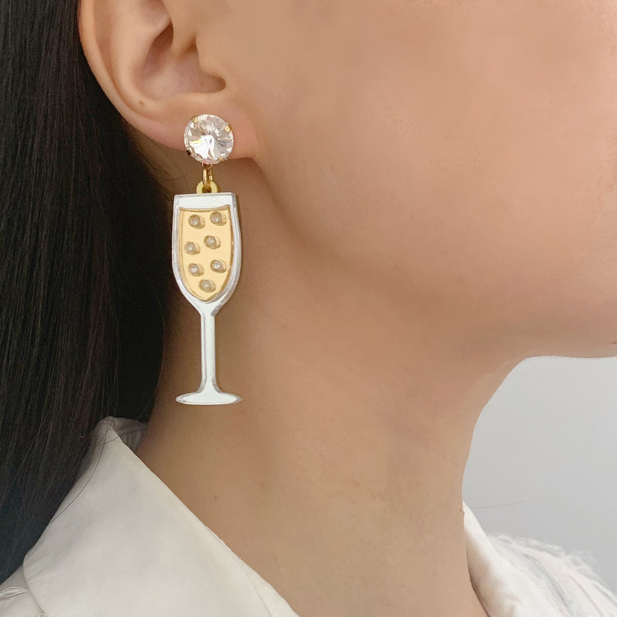 Jennifer Loiselle Champagne laser cut acrylic statement earrings